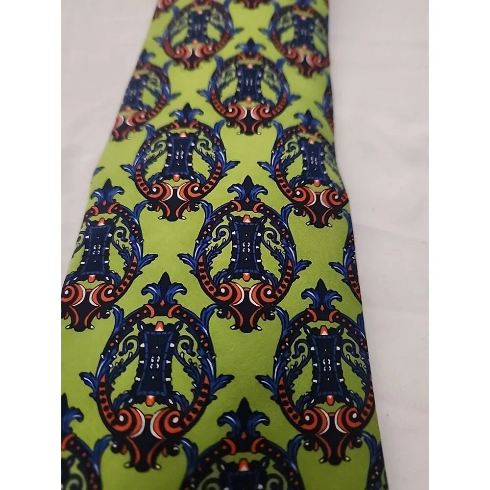 George Machado Zylos Men's Classic 100 % Silk, Green Black Tie NWT